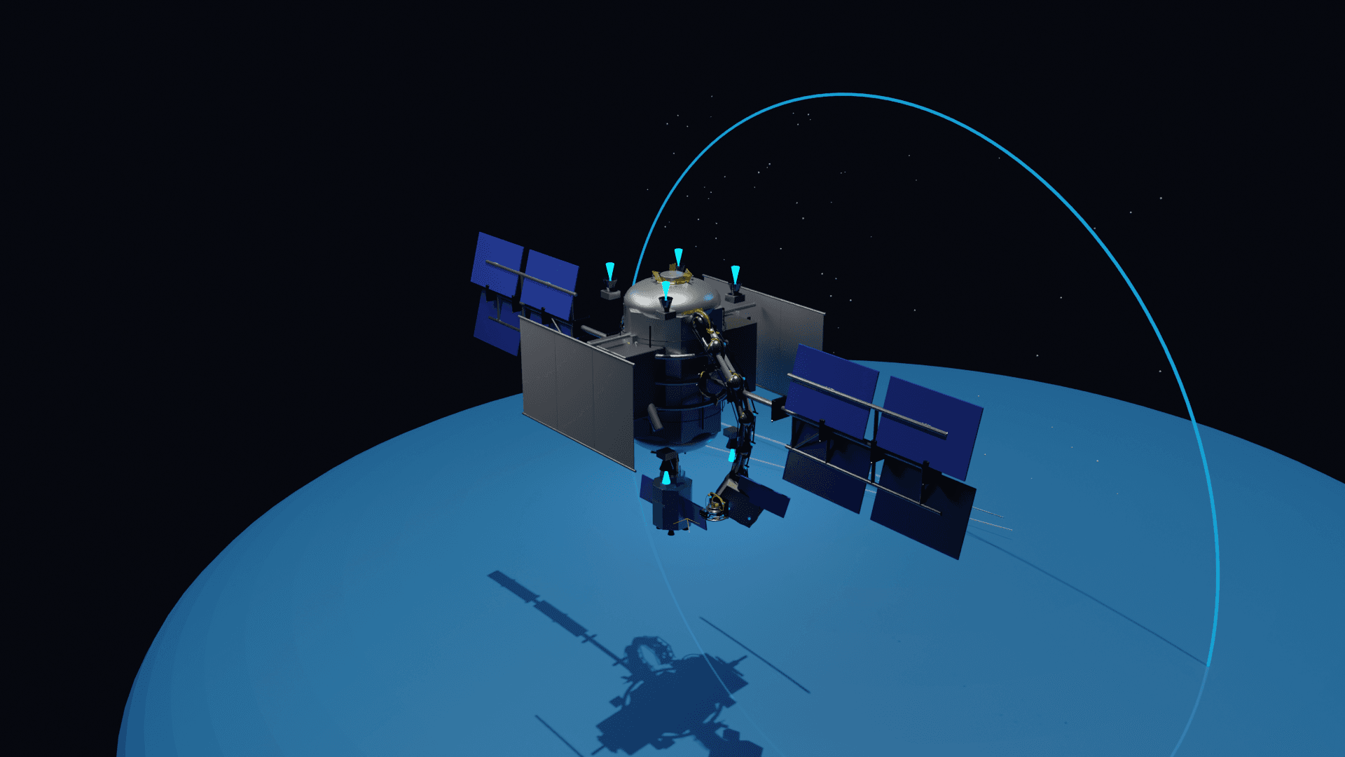 Concept render of the AOAS orbital factory operating in low Earth orbit